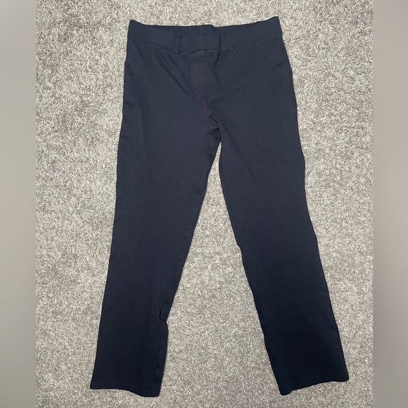 Quince | Navy Ponte Stretch Knit Straight Leg Pant Medium Petite Office Travel - Picture 5 of 7